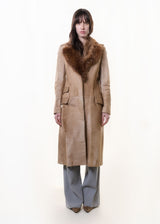 F/W1996 leather coat with fur collar