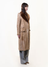 F/W1996 leather coat with fur collar