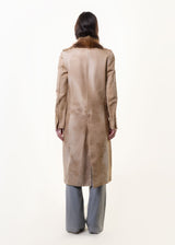 F/W1996 leather coat with fur collar