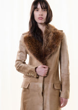 F/W1996 leather coat with fur collar