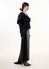 v-neck jumper with fur collar