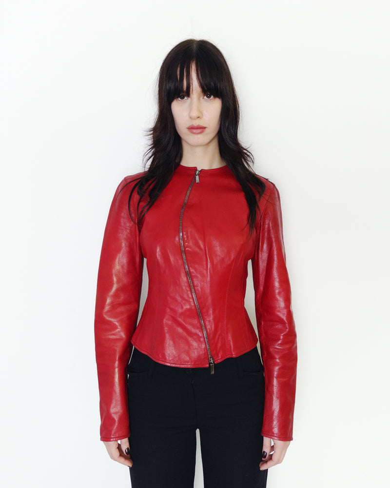 S/S1999 Asymmetrical leather jacket