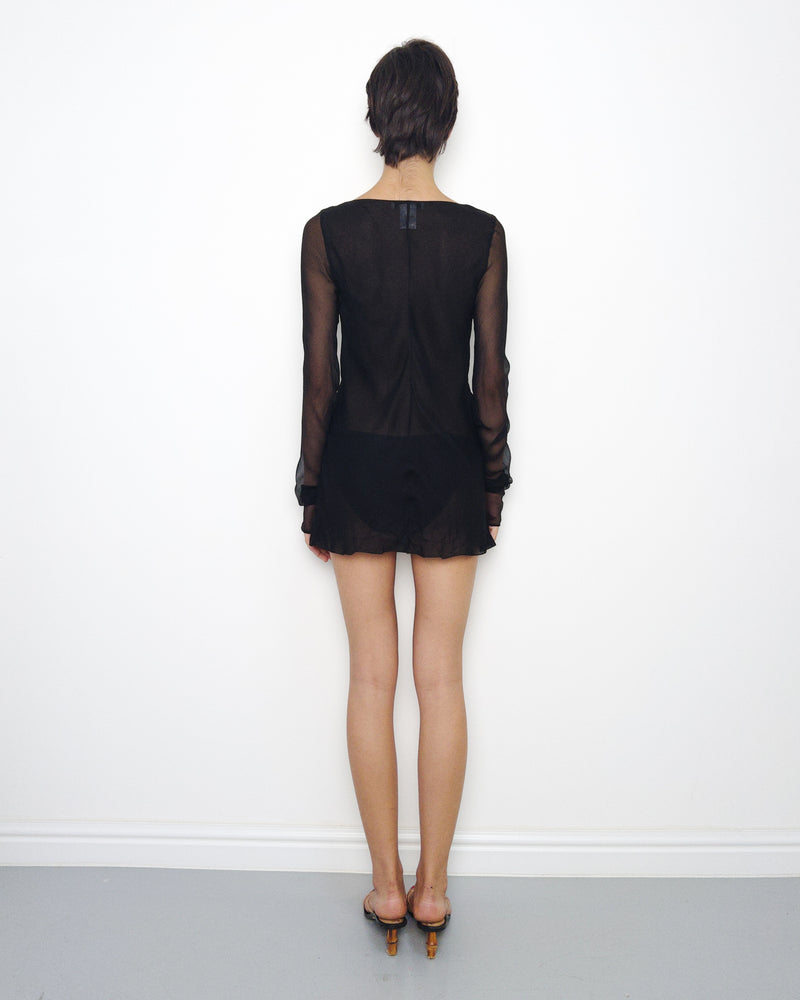 F/W2002 black sheer mini dress