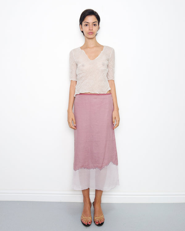 S/S1998 pink linen skirt