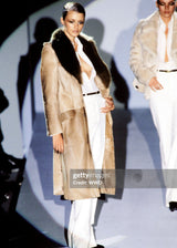 F/W1996 leather coat with fur collar