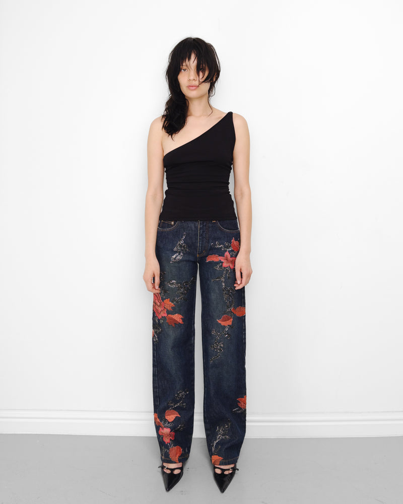 F/W1999 floral embroidered jeans