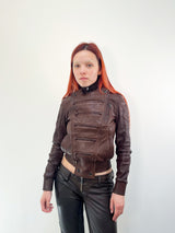 Leather jacket with panel