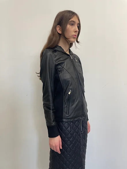90s full zipper leather jacket