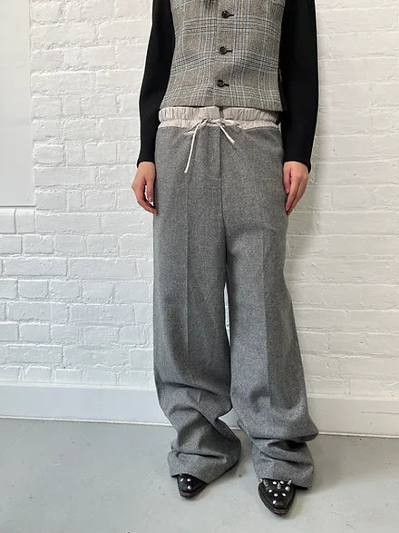 grey drawstring trousers